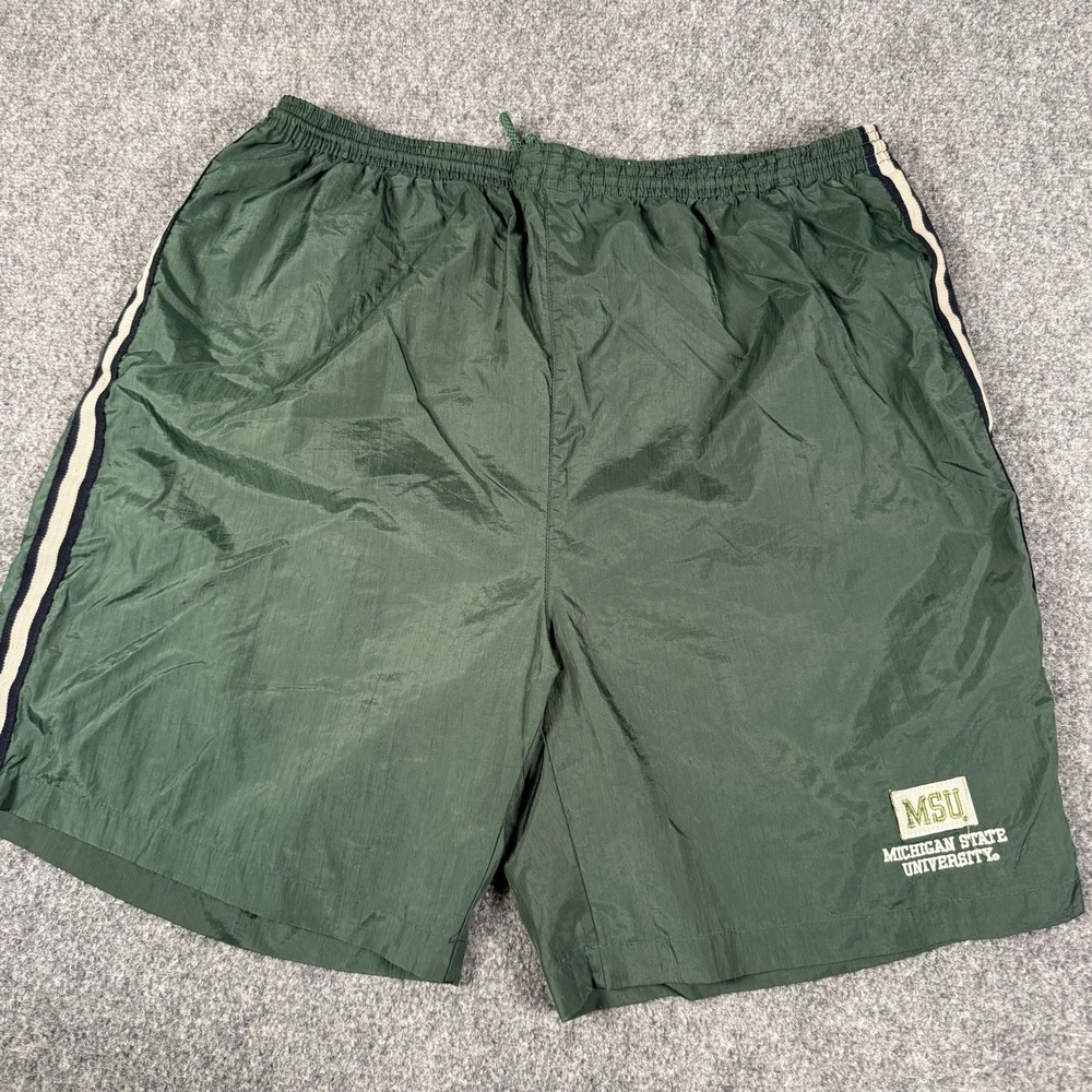 🏀 Vintage Michigan State Spartans Shorts Mens XL Green Nylon Jones & Mitchell